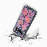 Wholesale Galaxy S10 Luxury Glitter Dried Natural Flower Petal Clear Hybrid Case (Silver Pink)
